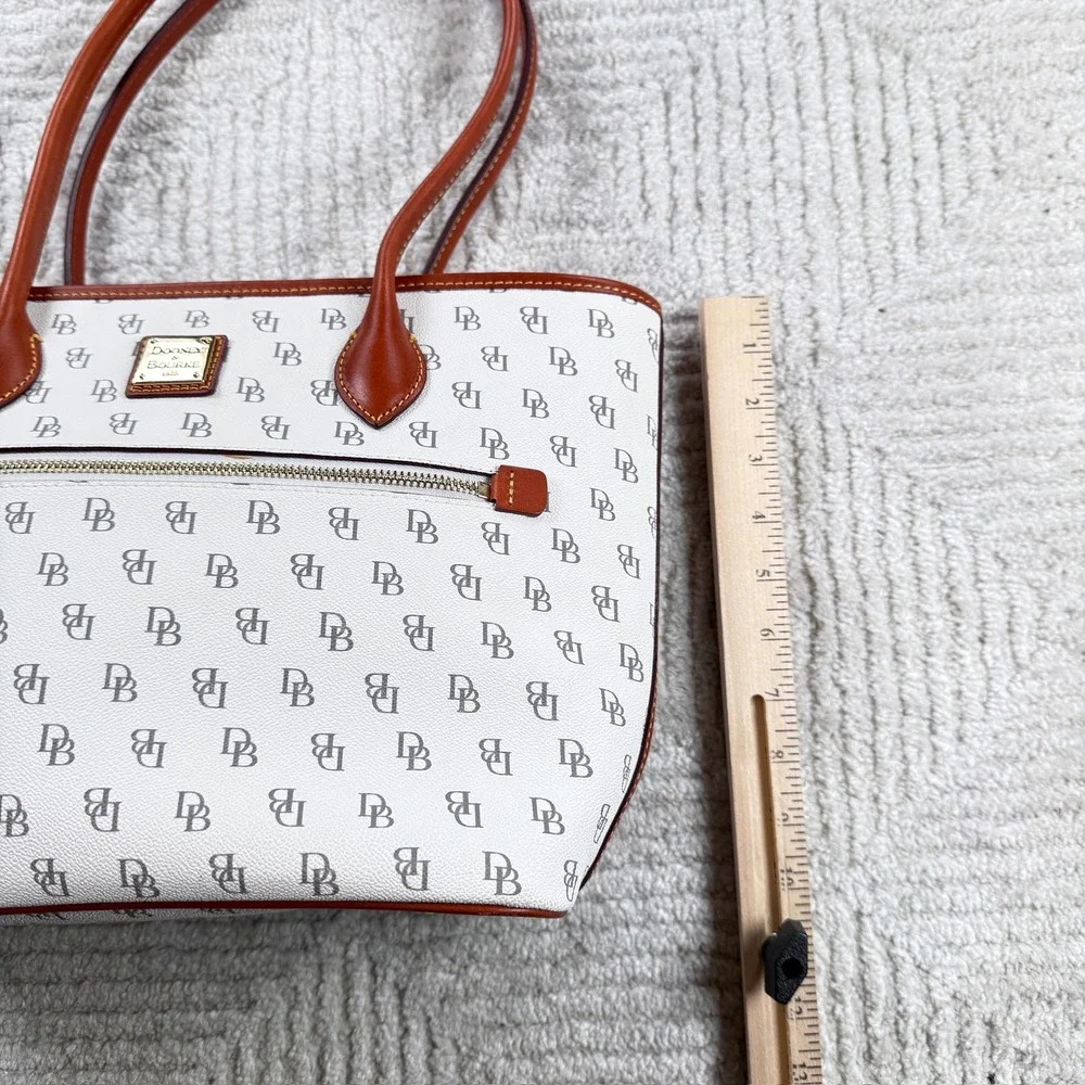 Dooney & Bourke Monogram Tote Bag Medium White DB Shoulder Bag Gretta Preppy